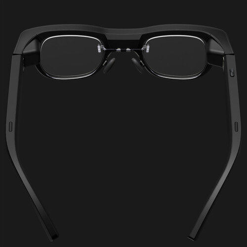 RayNeo X3 Pro smart glasses, rear view on dark background